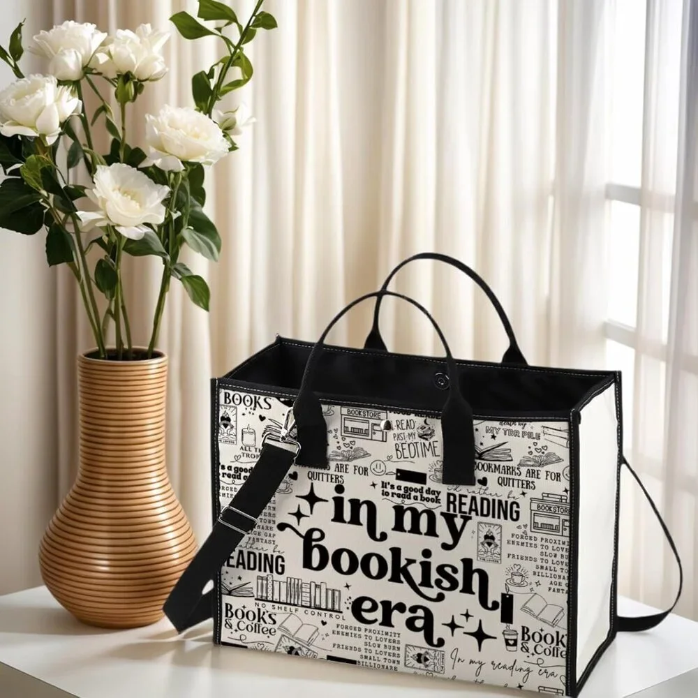Bookish Canvas Tote Bag Reading Lover Gift Bookworm Shopper
